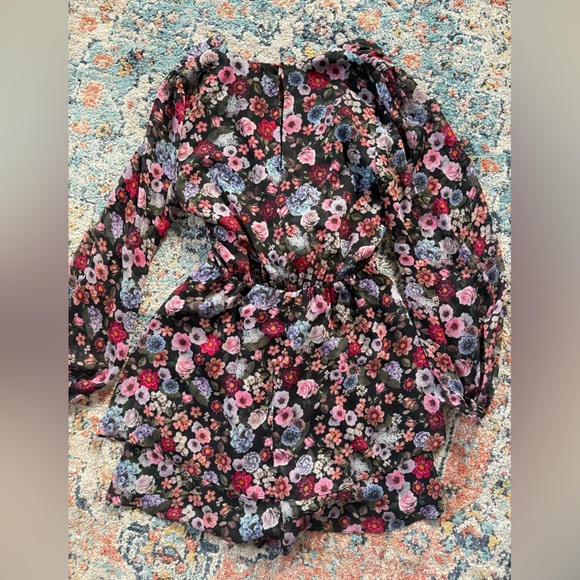 Express Floral Wrap Front Romper - Picture 6 of 6